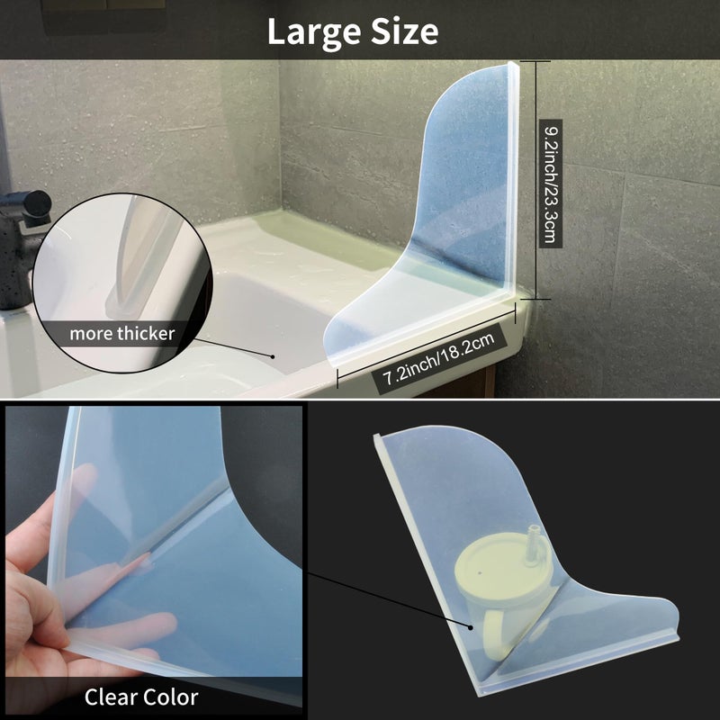Mofason Silicone Shower Splash Guard  Clear Bathtub Corner Splash Guard  Bathroom Shower Water Guard with Adhesive for Fixing  Can Be Used in Washbasin  Tubs  Sinks Etc - 2Pack - Image 5